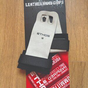 Ethos Leather Hand Grips Medium Black Weightlifting Gym Neoprene Wrist Wrap Pair